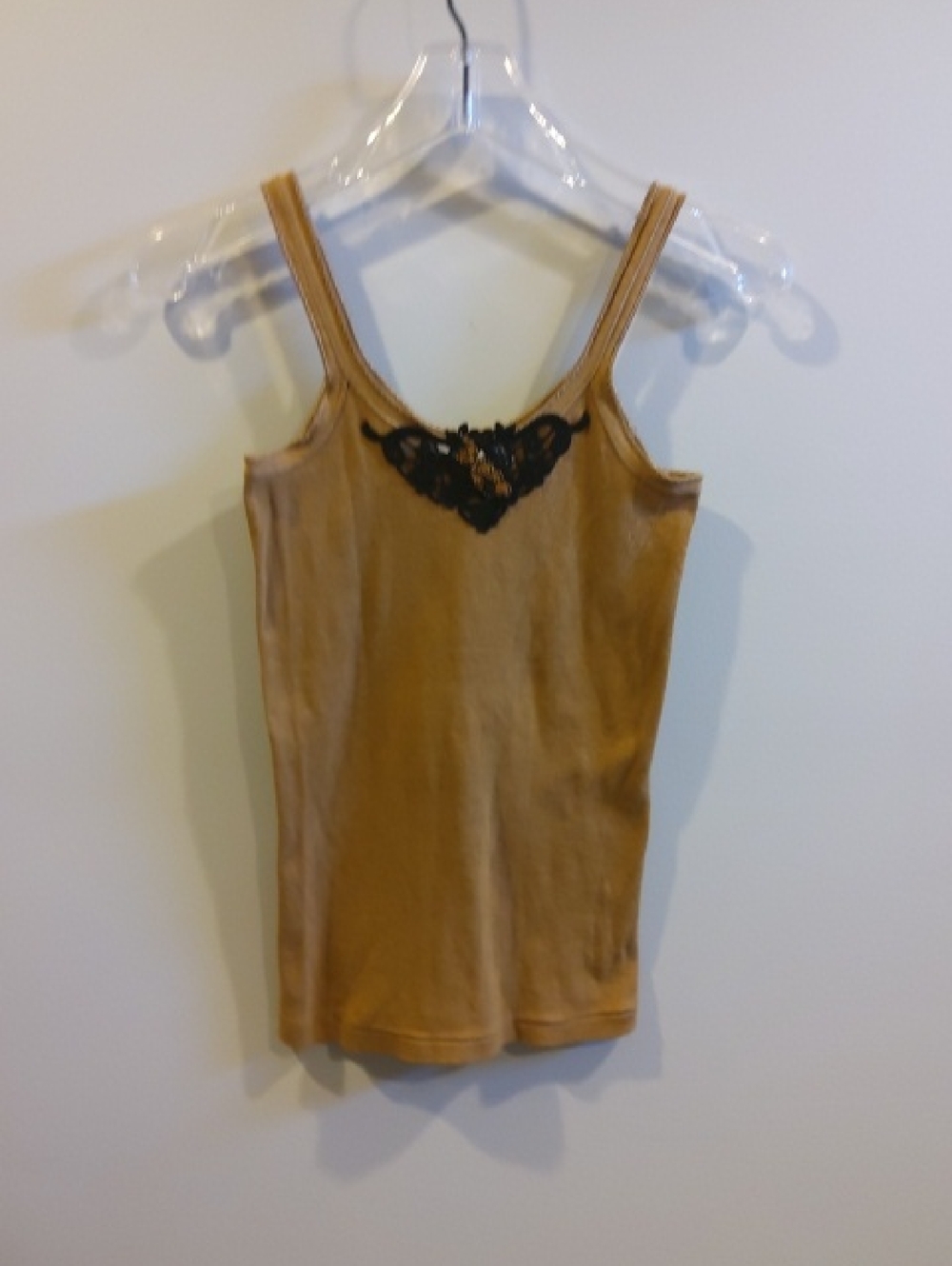 💥NWOT💥Vintage Handmade Tan Lace-Trim Tank Top